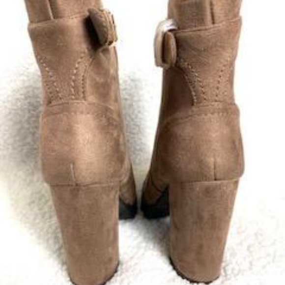 Suede Lace-Up Block Heel Bootie - Picture 3 of 9